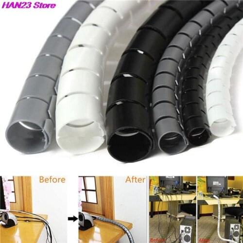 For PC TV 1m 8/10/25mm Cable Banding Loom Storage Organizer Spiral Wrap Tidy Cord Wire