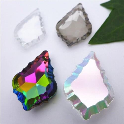 Flat maple leaf shape crystal pendant 38mm DIY glass chandelier lamp curtain part white/ab/rainbow/metallic free shipping 12pcs