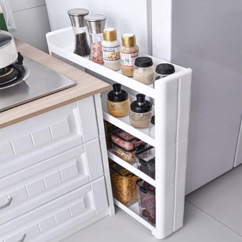 Movable Crevice Storage Rack Kitchen Floor-standing Refrigerator Gap Trolley Multi-layer Storage Rack Bathroom