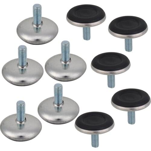 20pcs/lot Adjustable Furniture Leg Table Leveling Feet Pad Black Base M6 x 28 6mmNylon Bumpers + Thread Stem