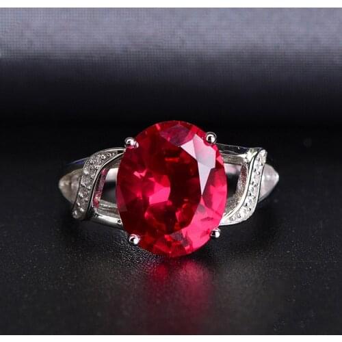 Luxury 100% 925 Sterling Silver Ruby Open Finger Rings For Women Luxury Wedding Gemstone Silver Jewelry Ring Wholesale Gift