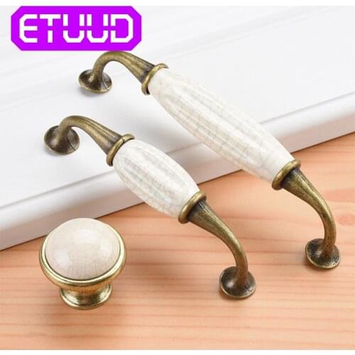 96/128mm Zinc Alloy Antique Ceramic Handle Dresser Knobs Drawer Wardrobe Handles For Cabinet Kitchen Pull Cupboard Knob