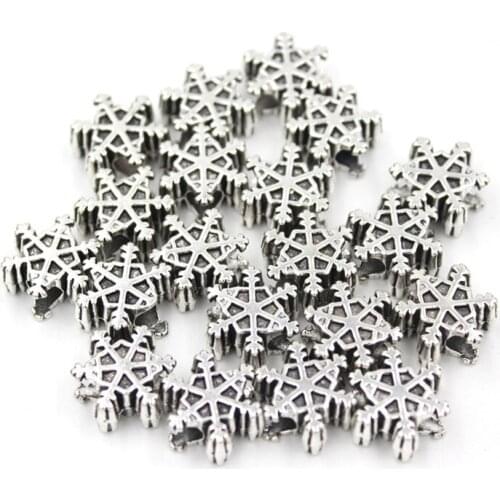 DIY Jewelry Making Findings 10pcs 14mm Zinc Alloy Big Hole Beads Snowflake Beads Fit European Beaded Charm Bracelet Necklace