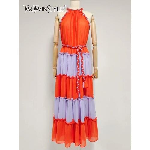 Цветные летние платья TWOTWINSTYLE China At AliExpress