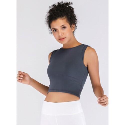 Women Yoga Shirts Sleeveless Bodybuilding Fitness Sport T-Shirt Solid Color Workout Running Tank Tops Padded Gym Sports Vest