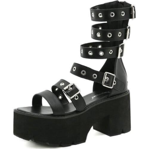 Open Toe Rome Style High Heels Fashion Buckle Gladiator Shoes Woman Sandals Demonias shoes Platform Women Sandals Summer Shoes