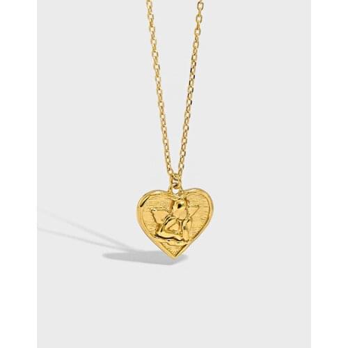 Real 925 Sterling Silver Necklace for Women Teen Girls Angel Girl Heart Pendant Necklaces Korean Party Fashion Jewelry 2021