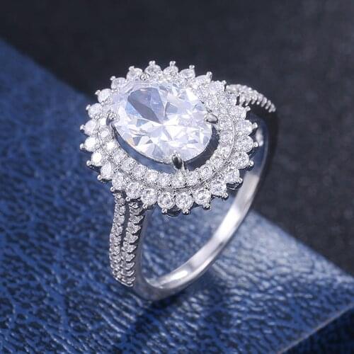 Modyle 2020 new arrival Silver Color round zircon engagement Rings for Women lady wedding luxury jewelry anniversary