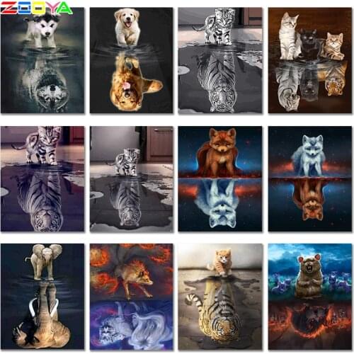 Zooya Diamond Painting Cat Tiger Full Square Round Diamond Embroidery Cats Diamond Mosaic Animals Pictures Of Rhinestones Jq104