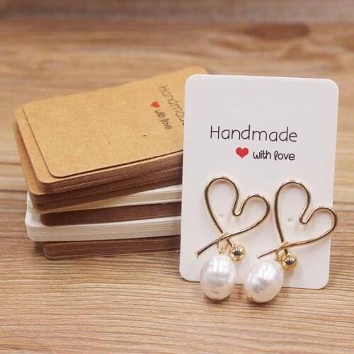 100Pcs Handmade Kraft Paper Blank Tags Display Hanging Cards Package for Ear Studs Earrings Jewelry Package