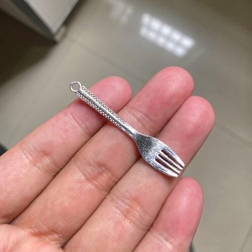 18pcs Personality Fork DIY Couples Pendant Necklace Key Chain Earrings Accessories Charms Findings Jewelry Making Supplies Craft