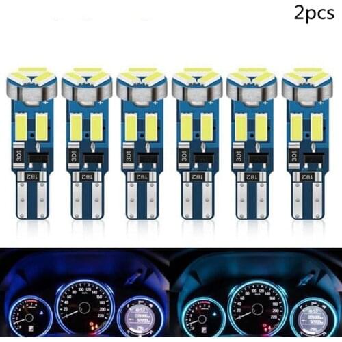 2pcs T5 Led Bulb W3W W1.2W 4014 7SMD Car Wedge LED Dashboard Bulb Auto LED Lamp Warming Indicator Wedge Instrument Light Bulb