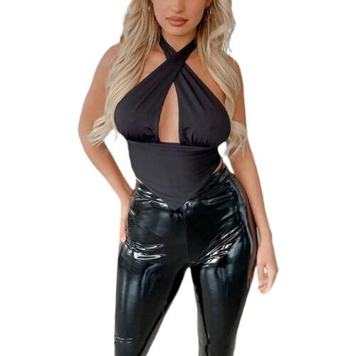 2021 Fashion Trend Halter Tank Top Women Sexy Sleeveless Backless Bandage Crop Top Ladies Slim Fit Camisole Tops Streetwear