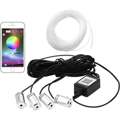 4 in 1 RGB LED Car Interior Fiber optic Dash Board Door Atmosphere Light Smart phone App controlled Lighting source