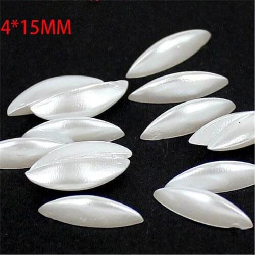 ABS Half of white pearl eye horse Shape Decorate Nail art 4x15MM 500Pcs Flat Back Decorative Nail Drill Wedding decoration