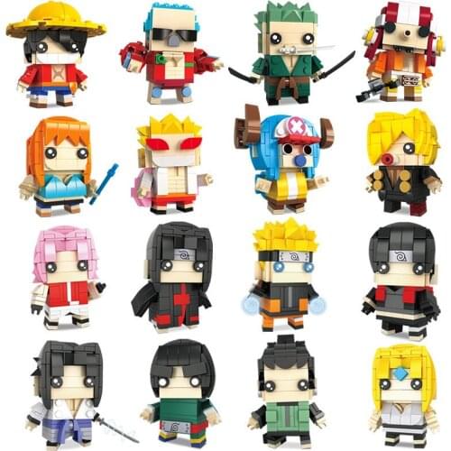 8 A NARUTO Uzumaki Naruto ONE PIECE Assemble Building Blocks kids Model Building Block Color box Toys Gifts