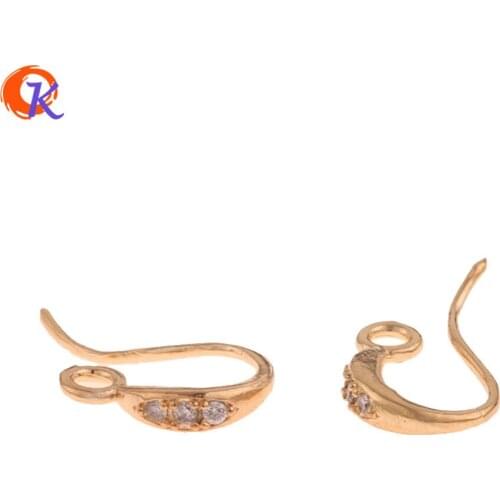 Cordial Design 50Pcs 9*15MM Jewelry Accessories/Hand Made/CZ Ear Hooks/Genuine Gold Plating/DIY Jewelry Making/Earrngs Findings
