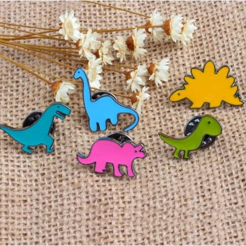 5pcs/set 5 Styles Dinosaur Children Brooch Metal Badges on Backpack Enamel Pin Shirts Lapel Pins for Women Men Fashion Jewelry