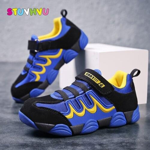 Childrens Shoes Running Sneakers Spring and Autumn New Cow Leather Boys Sports Shoes Mesh Breathable Casual Kids Shoes for Girl
