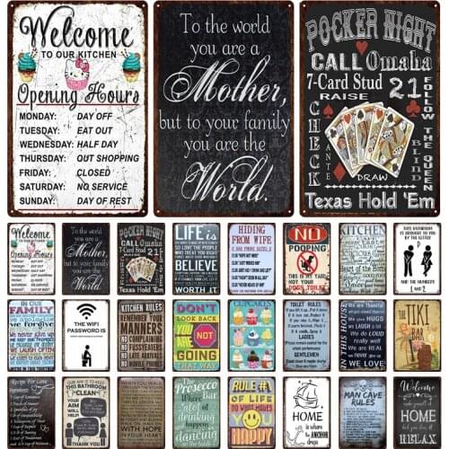Welcome To The Kitchen Vintage Metal Tin Sign Bar Pub Club Cafe Home Decoration Wifi Sign Retro Metal Plate Funny Poster 20X30Cm
