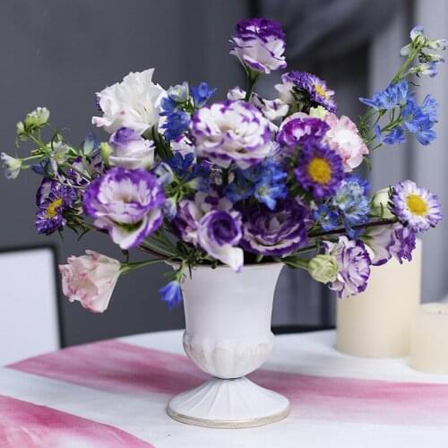 European Retro Wrought Iron Vase Metal Home Decoration Wedding Flower Class Salon Banquet Table High Glass Flower ZZY010