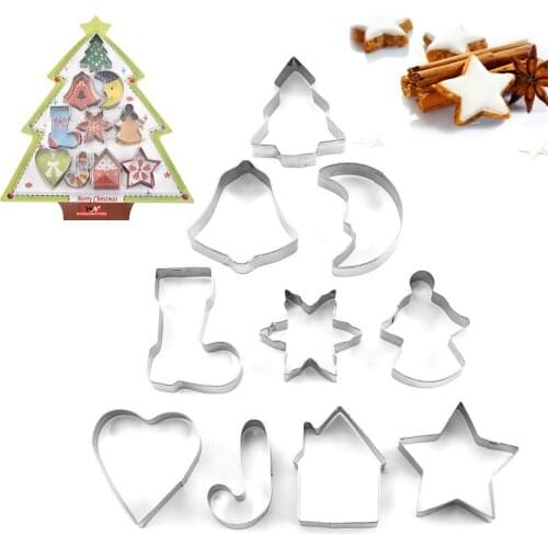 Christmas Tree Biscuit Mold Set of 10 3D Three-dimensional Cookie Mold Stainless Steel Biscuit Mold Set