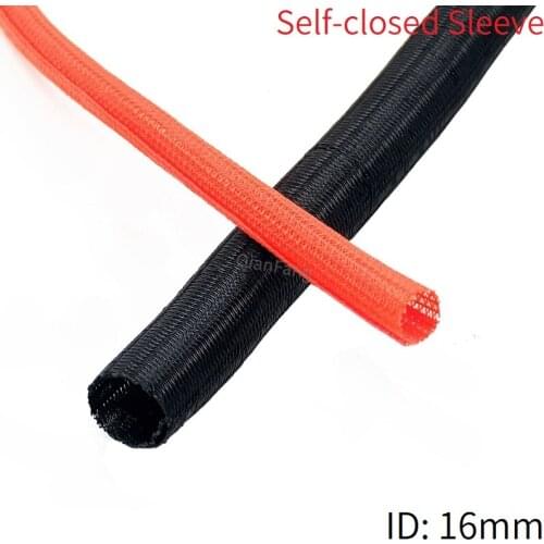 Cable Sleeve Expandable PET Braided 16mm Self Closing Pipe Hose Tube Spliter Nylon Protector Harness Sheath Black Wire Wrap