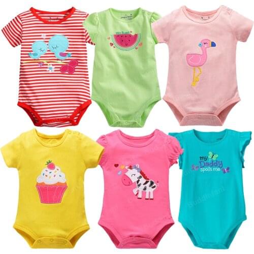 Newborn onesie baby clothes girls short sleeve romper toddler bodysuit summer onesie baby girl clothing cotton horse owl cartoon
