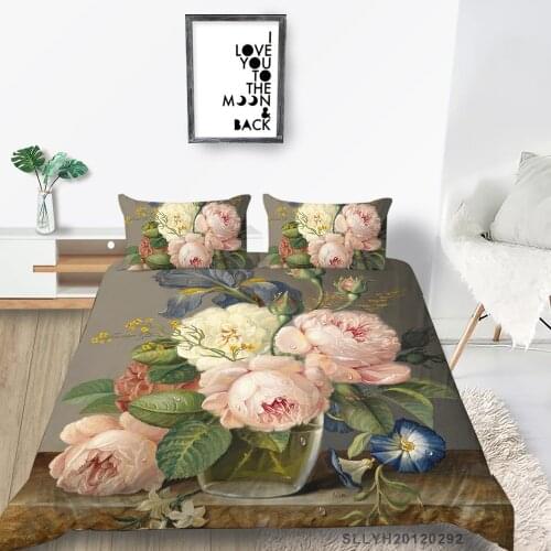 Peony Bed Set King Size Elegant Artistic Vintage Duvet Cover Double Twin Full Queen Single Floral Bedding Set Comfortable