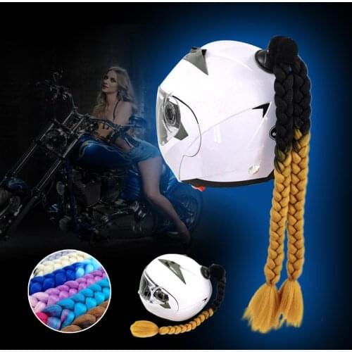 Braids Woman Braids Wig For Motorbike Helmets Twist Dual Pigtail Ponytail With Sucker Bow 23 Colors Motorcycle Helmet