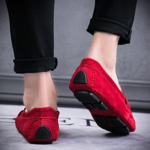 Mens Loafers Slipon Loafers for Men Leather Casual Shoes High Quality Slip on Moccasins Sneakers Car Driving Shoes Boat Shoe Red