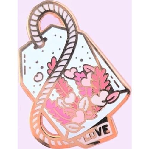 Sweet Cartoon Cute Pink Herbal Flowers Love Potion Tea Hard Enanel Nature Lovers Lapel Pin Gift Medal Badge Brooch Accessories