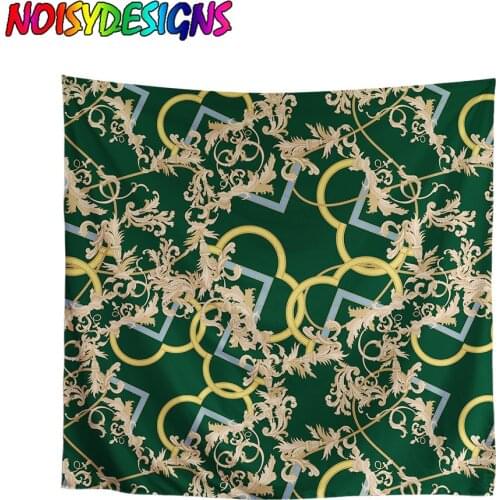 NOISYDESIGNS 2021 Fashion Head Scarf Headwraps for Women Scarf Female Euporean Style Golden Flower Prints Small Square Colorful