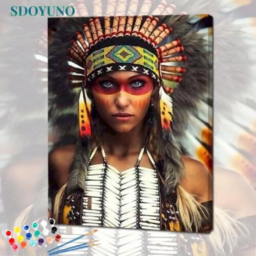 SDOYUNO Paint By Numbers Kits Indian DIY 60x75cm Oil Painting By Numbers On Canvas Figure Frameless Digital Handpaint Home Decor