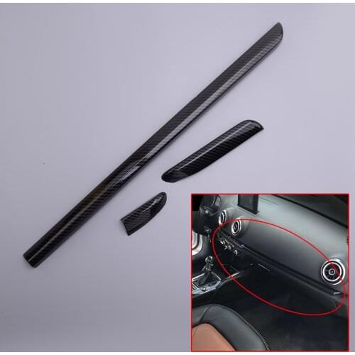 1Set Center Console Dashboard Panel Trim Strip Plastic Carbon Fiber Style Black Fit for Audi A3 8V S3 2013 2014 2015 2016 2017