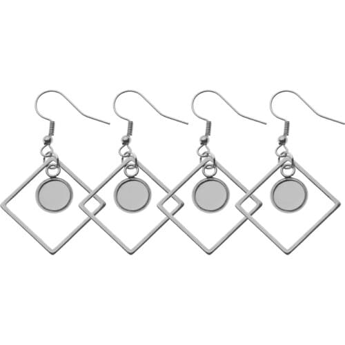 XINYAO 10pcs/lot 12mm Stainless Steel Earring Steel Toner Disk Blank Cabochon Trays Square Earring Base Setting for DIY Findings