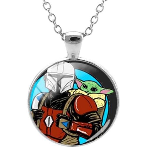 Disney Cute Yoda Baby Image Picture Glass Cabochon Pendant Necklace Star Wars Character Photo Pendant Necklace