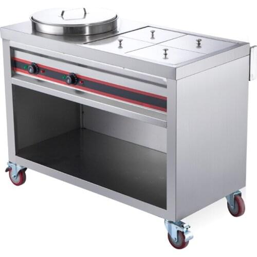 Stainless steel mobile snack car Multi-function commercial electric snack trolley High-power outdoor mobile dining car