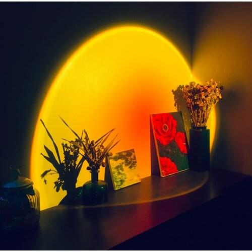 Rainbow Sunset Projector Atmosphere Night Light Coffee Shop Projection Lights Children Bedroom Cute Night Sunset Projection Lamp