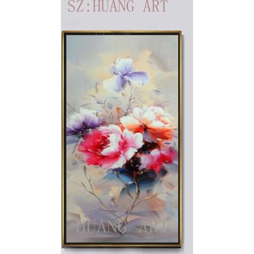 Hand-painted oil painting simple plant flowers peony hall decorated modern hotel cafe