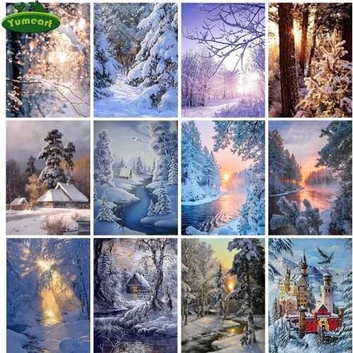 Needlework Diamond Embroidery Winter Landscape Diamond Mosaic Snow Scenery 5D Diamond Painting Cross Stitch Rhinestone Wall Art