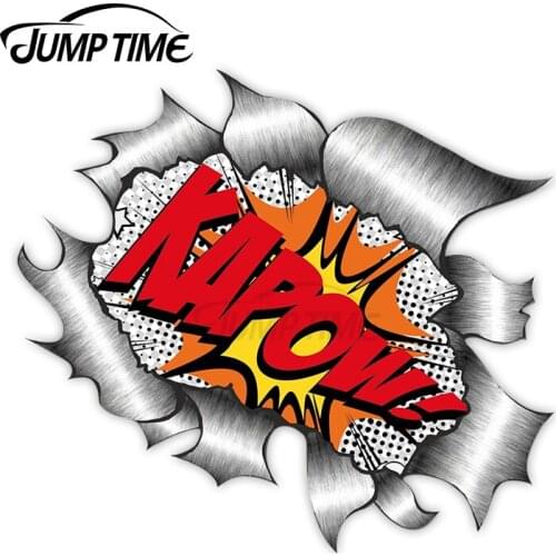 Jump Time Ripped Torn Metal Design With Retro Comic Book Kapow Motif External Vinyl Car Sticker for Windows Bumper