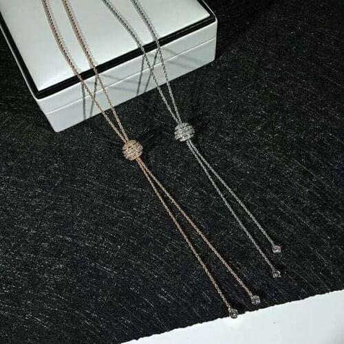 S925 Silver Adjustable Sweater Chain Necklace For Women Fashion Silver Color Tassel Pendant Long Necklace Statement Neck Jewelry