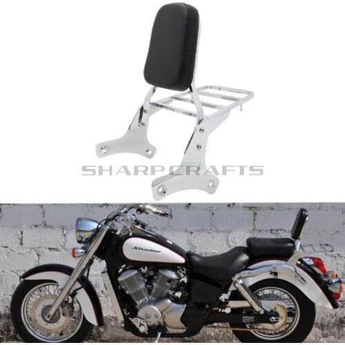 Motorcycle Passenger Backrest Sissy Bar With W/ Luggage Rack Pad For Honda Shadow ACE VT400 VT750 C2 RC44 VT 400 750 1997-2003