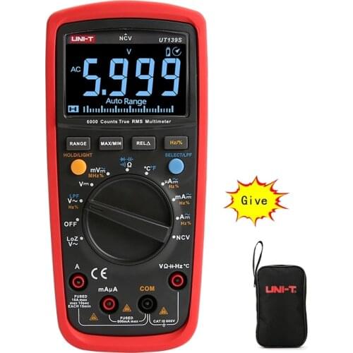 UNI T UT139S True RMS Digital Multimeter AC DC Multi meter Temperature Tester LPF pass filter LoZ low impedance input+tools bags