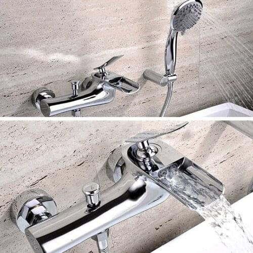 Vidric cascade waterfall bathtub shower faucets torneira chrome single handle mixer tap wall mount bathroom shower faucets set