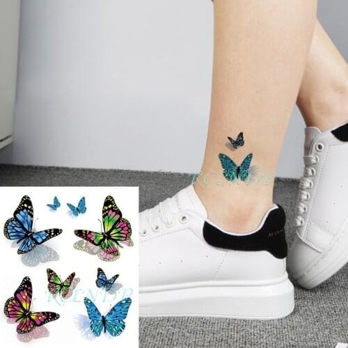 Waterproof Temporary Tattoo Sticker Color Butterfly Fake Tatoo Flash Hand Tatto Arm Leg Back Body Art for Kids Girl Women Men
