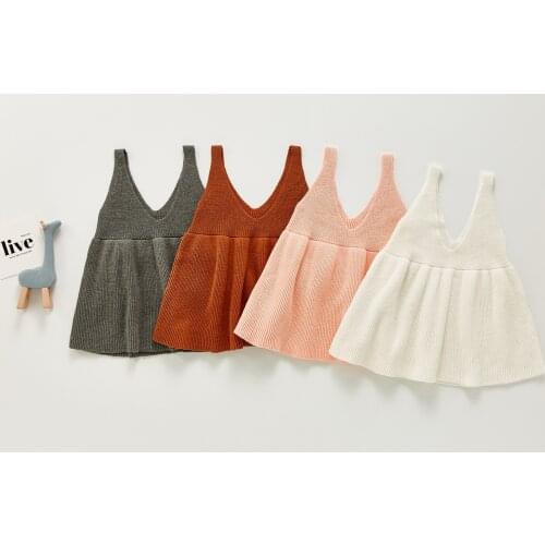 Baby Girls Knitted Dress for Childrens Kids Vest Sweater Infant Clothes Sleeveless Princess Dresses DT485
