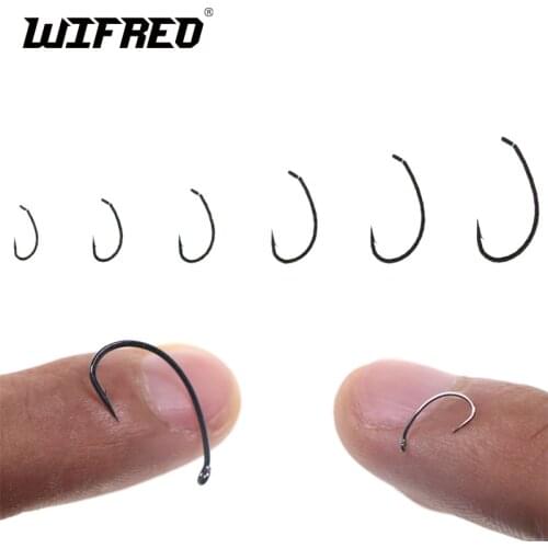Wifreo 20pcs/lot Wide Gap Curve Fly Hook Nymph Bug Shrimp Caddis Fly Tying Fish Hooks #6 #8 #10 #12 #14 #16 Black Nickle Finish