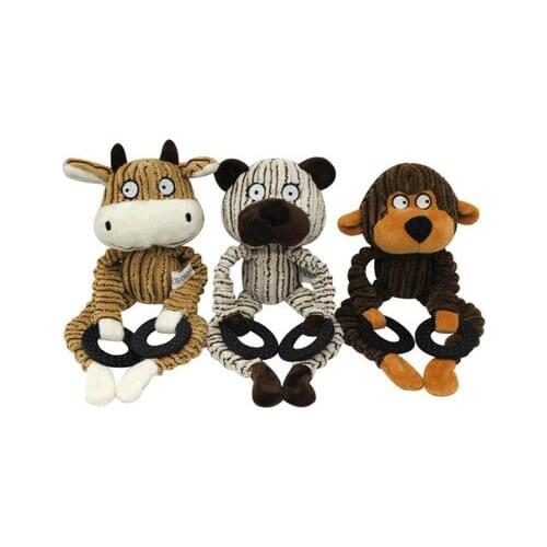 Funny Dog Chew Toys Soft Plush Toys Dogs Fleece Soft Plush Squeak Sound Toy Pet Dogs Cats Clean Tooth Chew Bite Cute Animal Toy